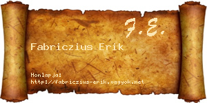 Fabriczius Erik névjegykártya